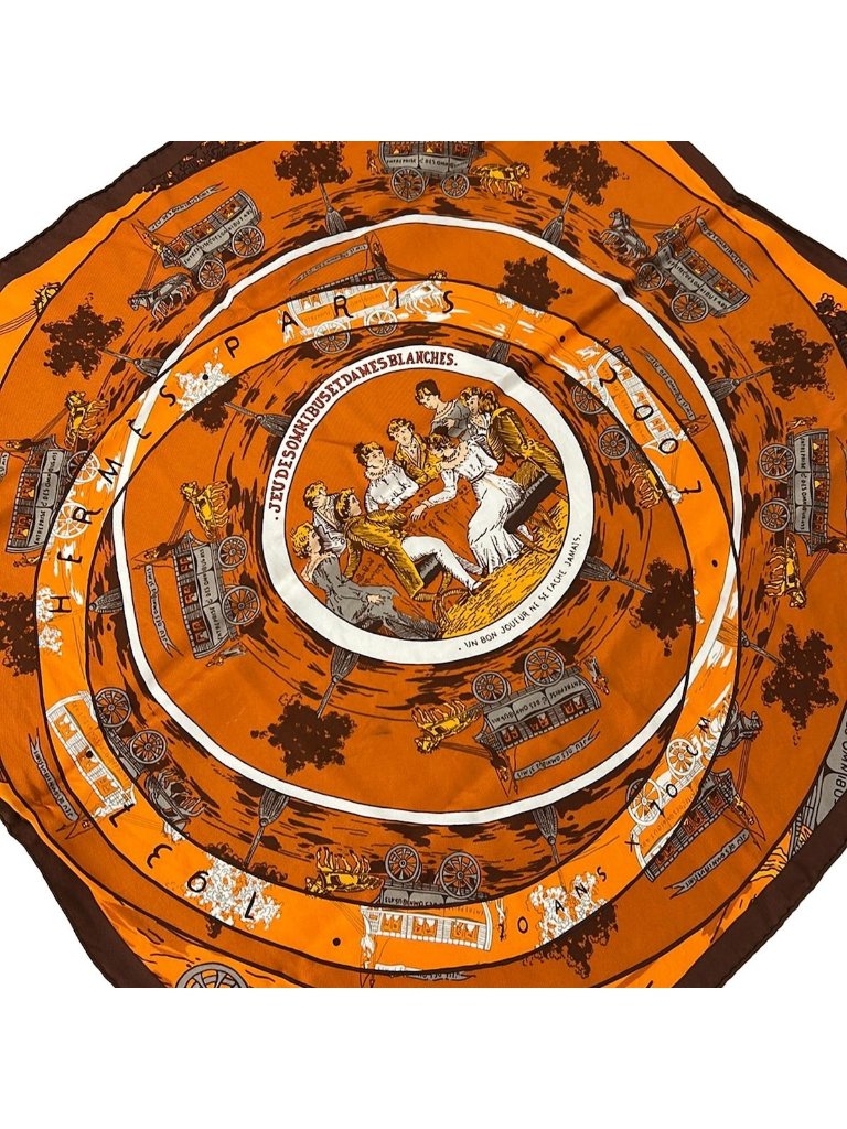Hermes Scarf Carre 70 Brown Orange Multi